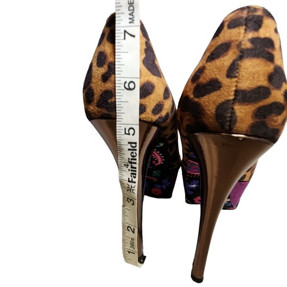 Betsey Johnson Leopard Print Heels with Purple Accents - Picture 8 of 12